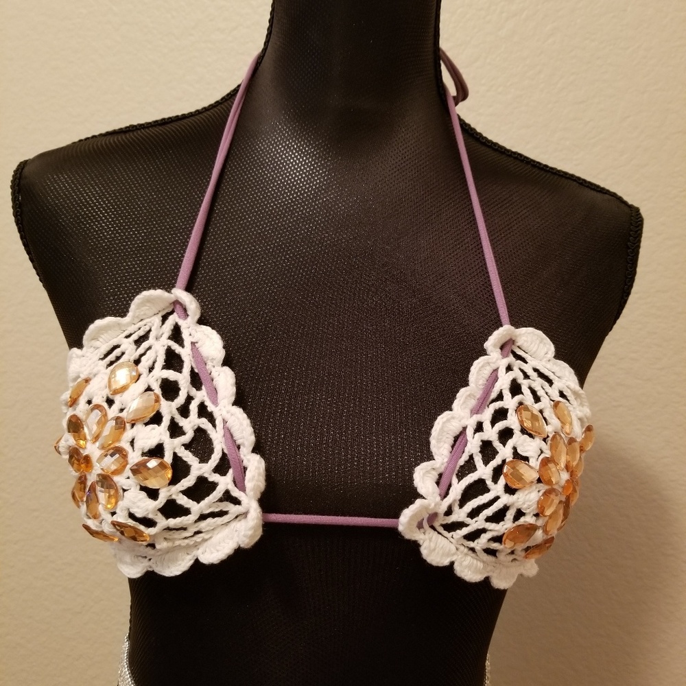 SOLD CROTCHET BEADED SWIMSUIT